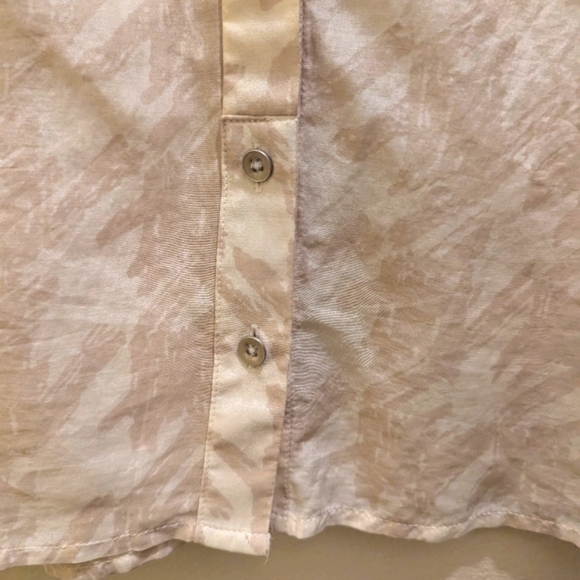 GAP Cotton Silk Cream Beige Tunic Button Front 3/4 Sleeve Brush Stroke Print- XL - Picture 6 of 11